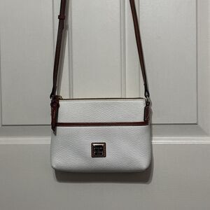 Dooney & Bourke White Pebble Leather Ginger Pouchette Crossbody Bag Read